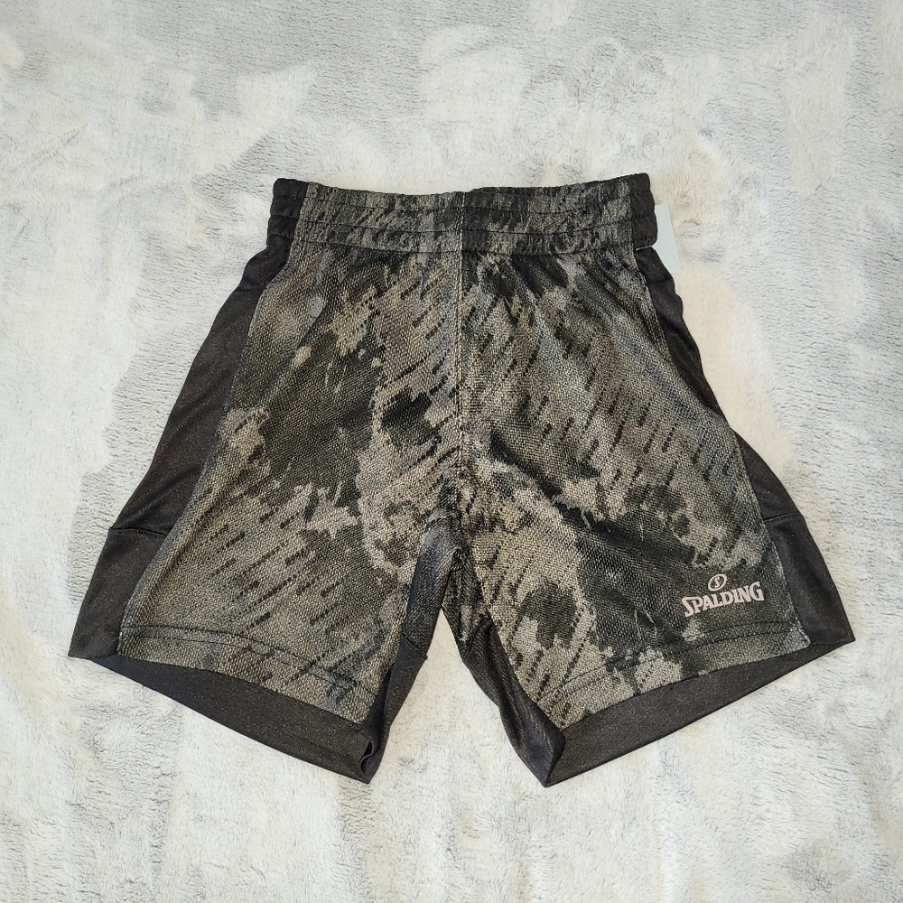 Spalding Boys Size 4 Black & Gray Athletic Gym Basketball Training Shorts